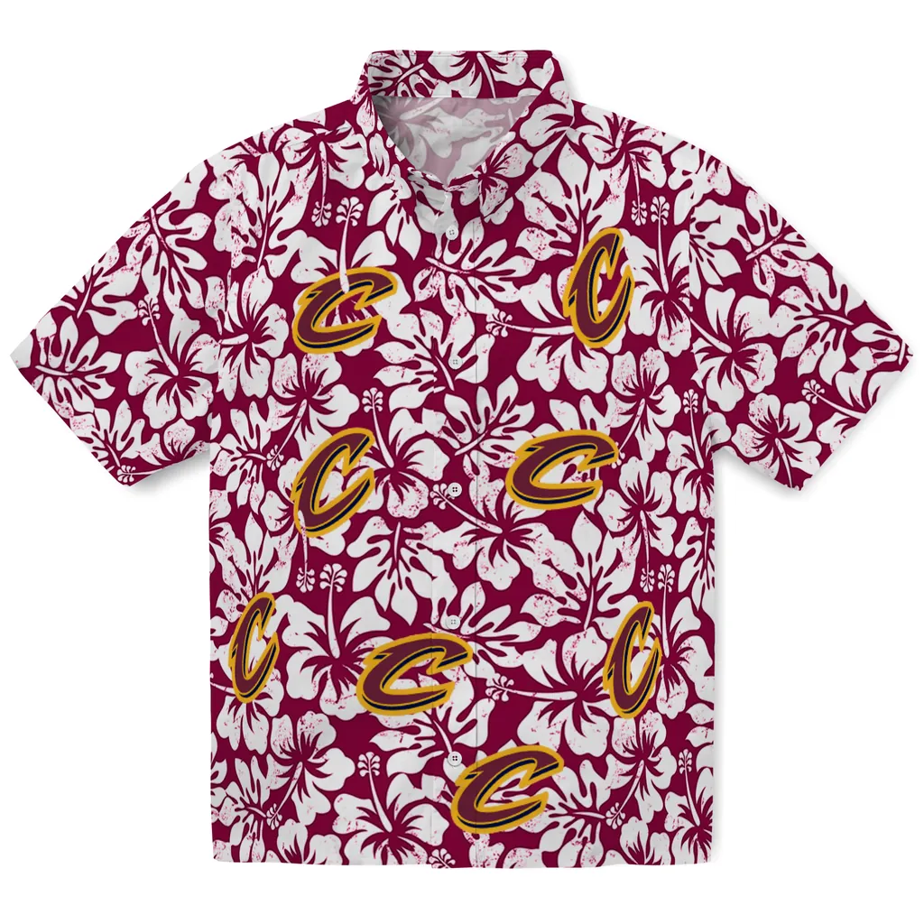 Cleveland Cavaliers Hawaiian Shirt - Hibiscus Motif cleveland cavaliers hibiscus motif wine white hawaiian shirts best selling