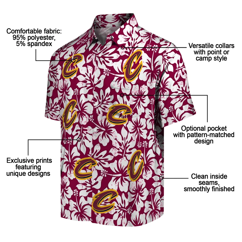 Cleveland Cavaliers Hawaiian Shirt - Hibiscus Motif cleveland cavaliers hibiscus motif wine white hawaiian shirts new arrival