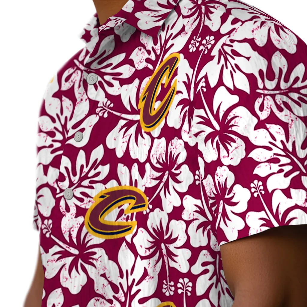 Cleveland Cavaliers Hawaiian Shirt - Hibiscus Motif cleveland cavaliers hibiscus motif wine white hawaiian shirts trendy