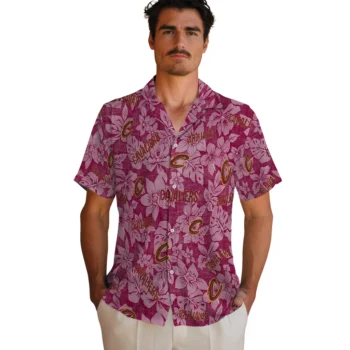 cleveland cavaliers hibiscus oasis wine hawaiian shirts fashion forward