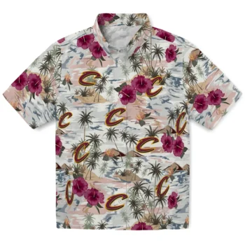 cleveland cavaliers hibiscus seaside white hawaiian shirts best selling