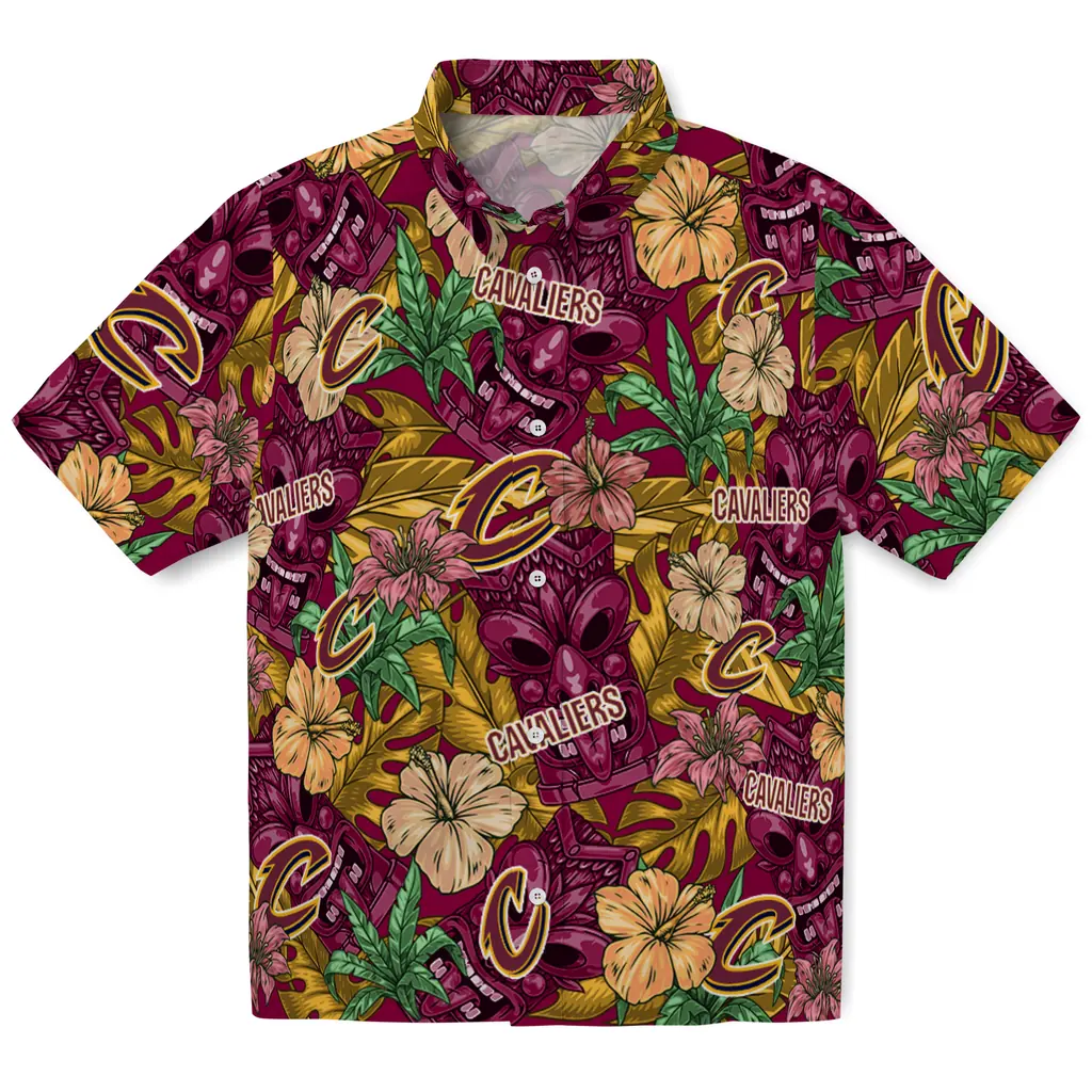Cleveland Cavaliers Hawaiian Shirt - Hibiscus Tiki Jungle cleveland cavaliers tiki jungle wine hawaiian shirts best selling