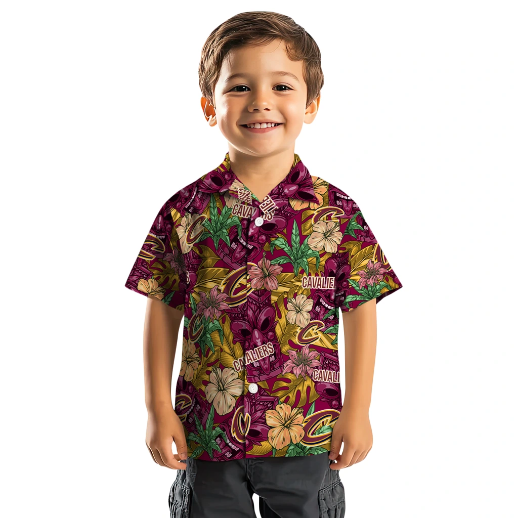 Cleveland Cavaliers Hawaiian Shirt - Hibiscus Tiki Jungle cleveland cavaliers tiki jungle wine hawaiian shirts top rated