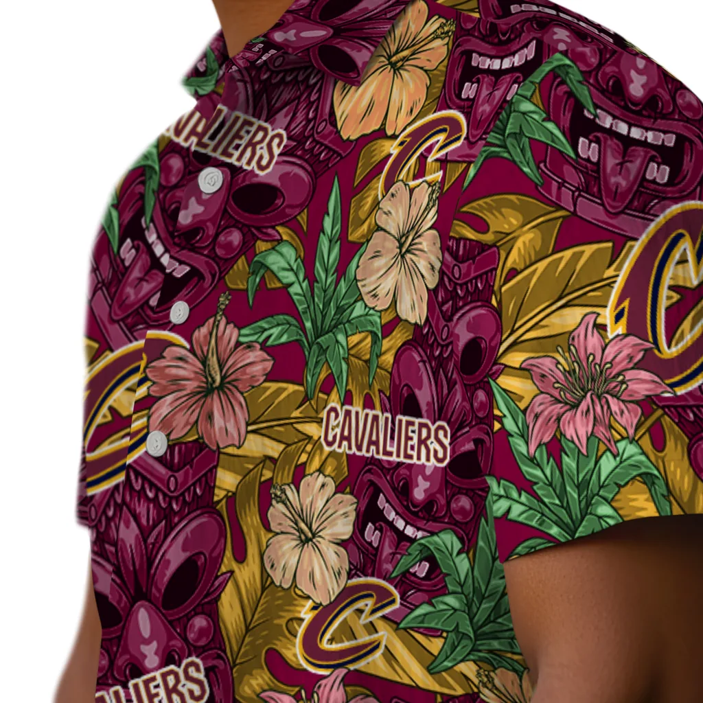 Cleveland Cavaliers Hawaiian Shirt - Hibiscus Tiki Jungle cleveland cavaliers tiki jungle wine hawaiian shirts trendy