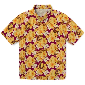cleveland cavaliers hibiscus tropics wine yellow hawaiian shirts best selling