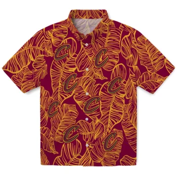 cleveland cavaliers leaf outline wine hawaiian shirts best selling