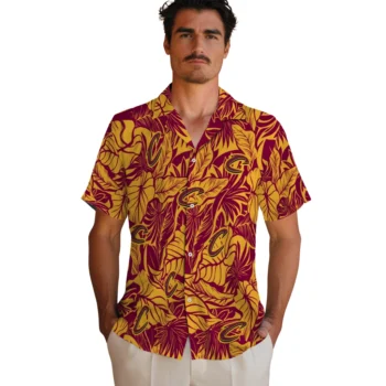 cleveland cavaliers monstera layer wine hawaiian shirts fashion forward