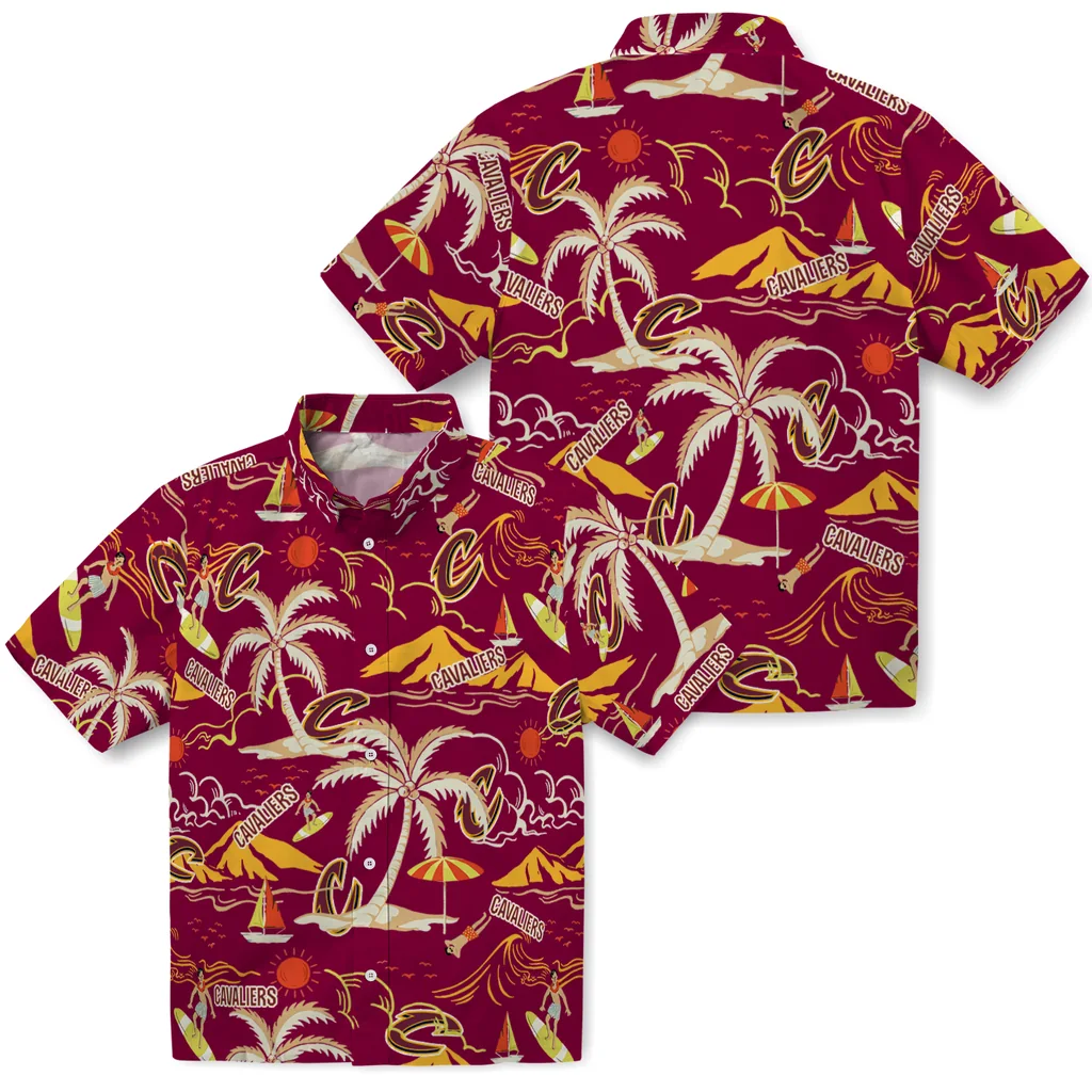 Cleveland Cavaliers Hawaiian Shirt - Palm Tree Island cleveland cavaliers palm tree island wine hawaiian shirts high quality