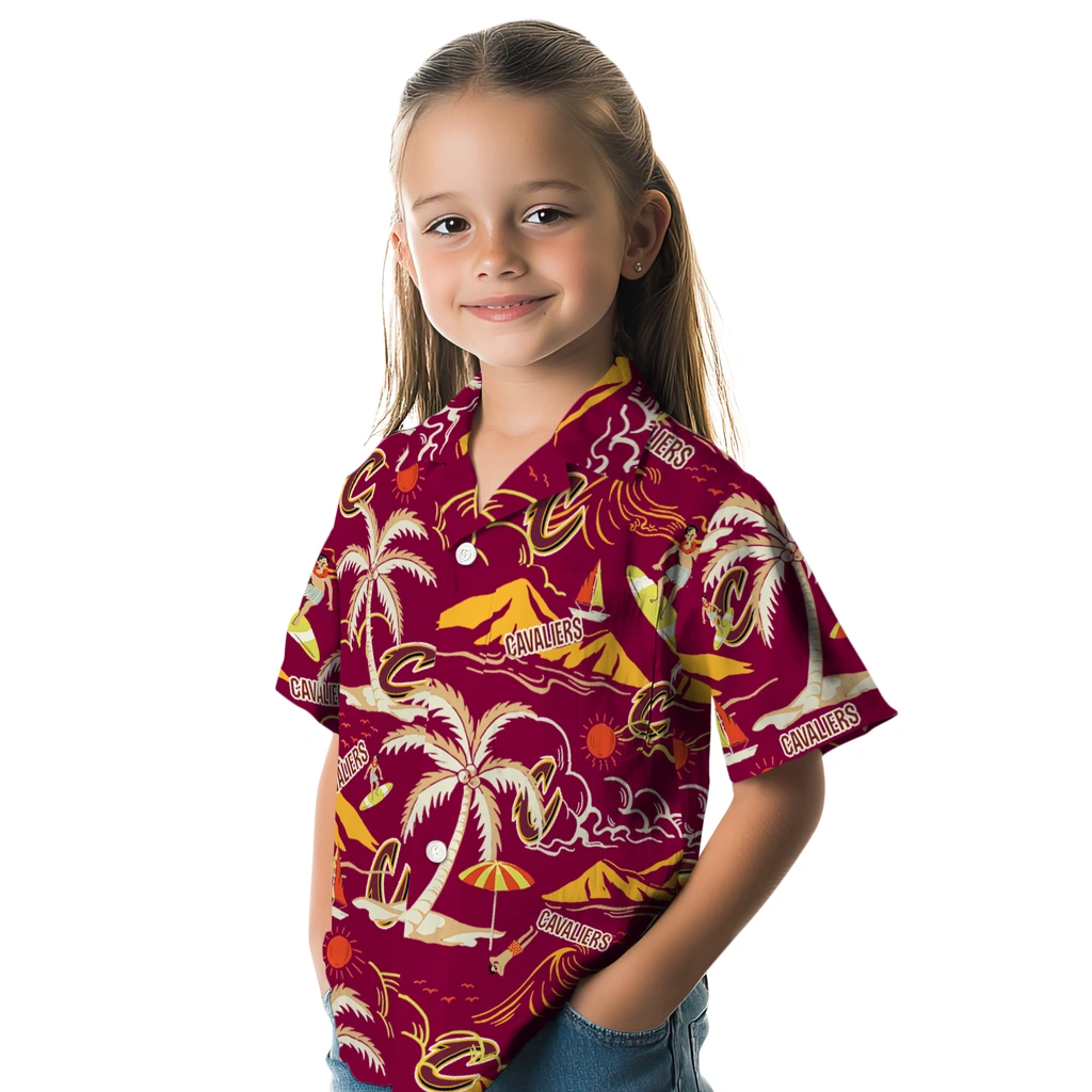 Cleveland Cavaliers Hawaiian Shirt - Palm Tree Island cleveland cavaliers palm tree island wine hawaiian shirts premium grade