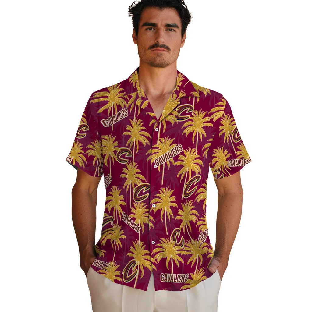 Cleveland Cavaliers Hawaiian Shirt - Palm Tree Motif cleveland cavaliers palm grove wine hawaiian shirts fashion forward