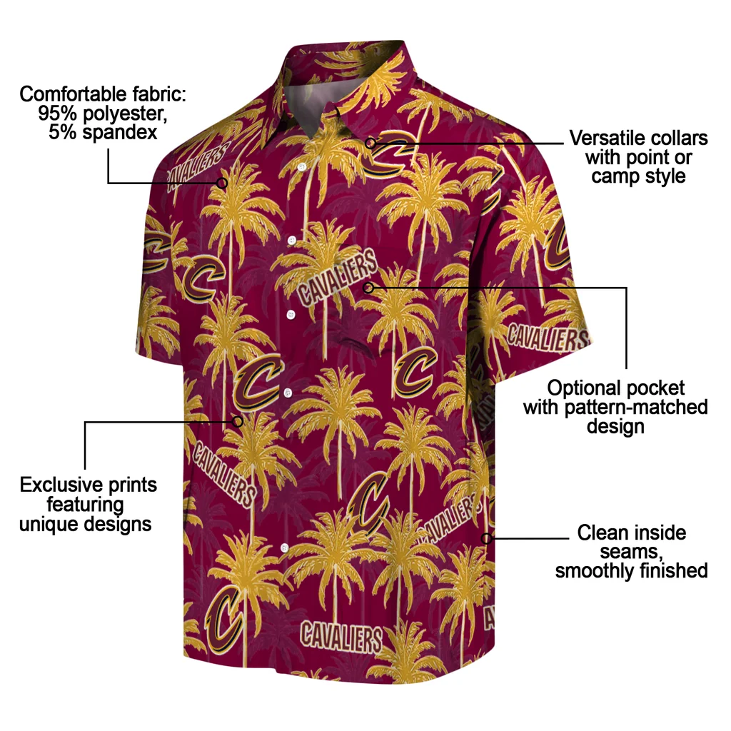 Cleveland Cavaliers Hawaiian Shirt - Palm Tree Motif cleveland cavaliers palm grove wine hawaiian shirts new arrival
