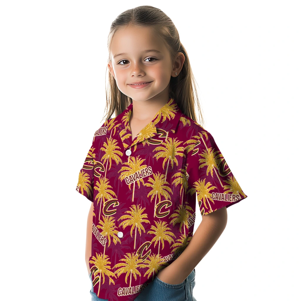 Cleveland Cavaliers Hawaiian Shirt - Palm Tree Motif cleveland cavaliers palm grove wine hawaiian shirts premium grade