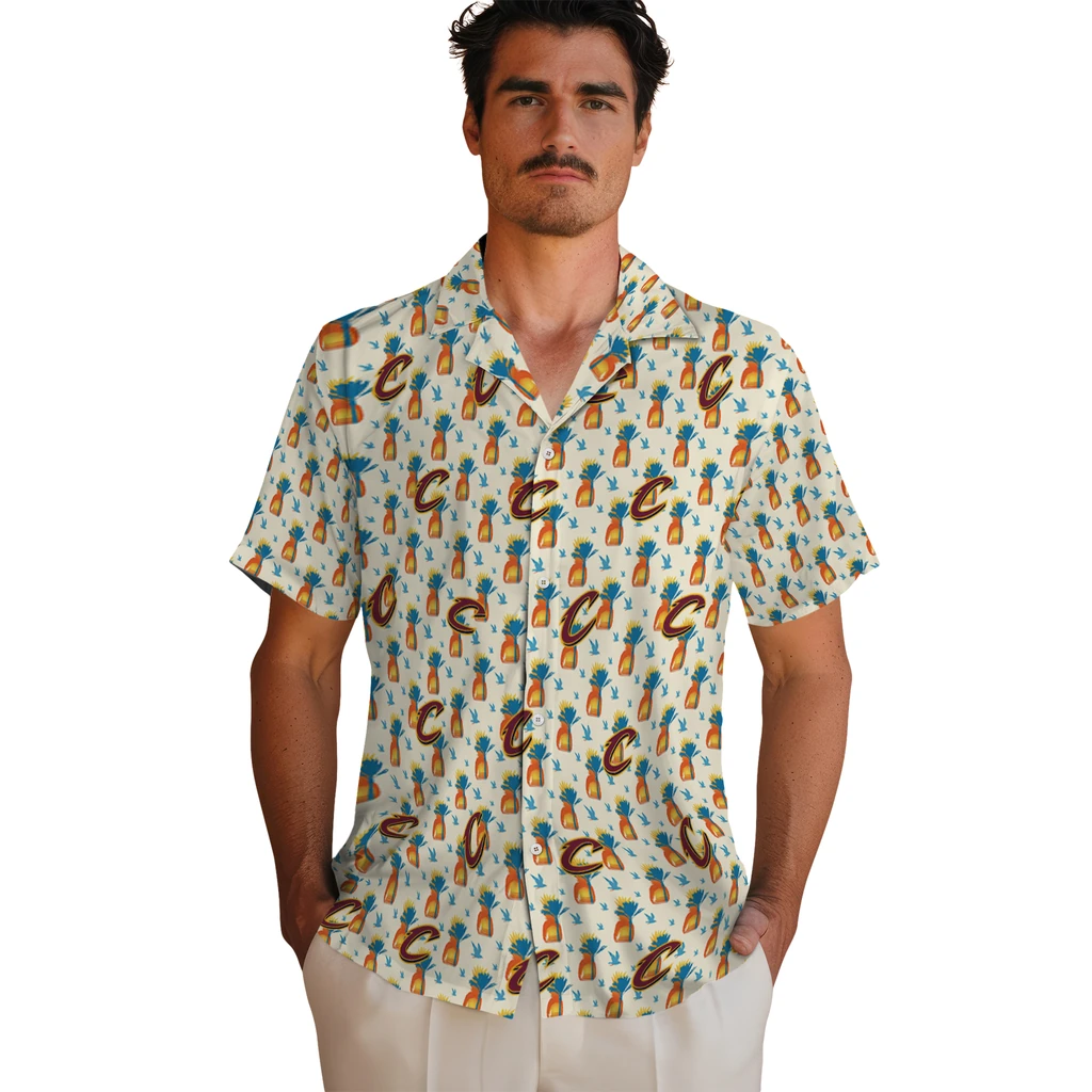 Cleveland Cavaliers Hawaiian Shirt - Pineapple Delight cleveland cavaliers pineapple delight beige hawaiian shirts fashion forward