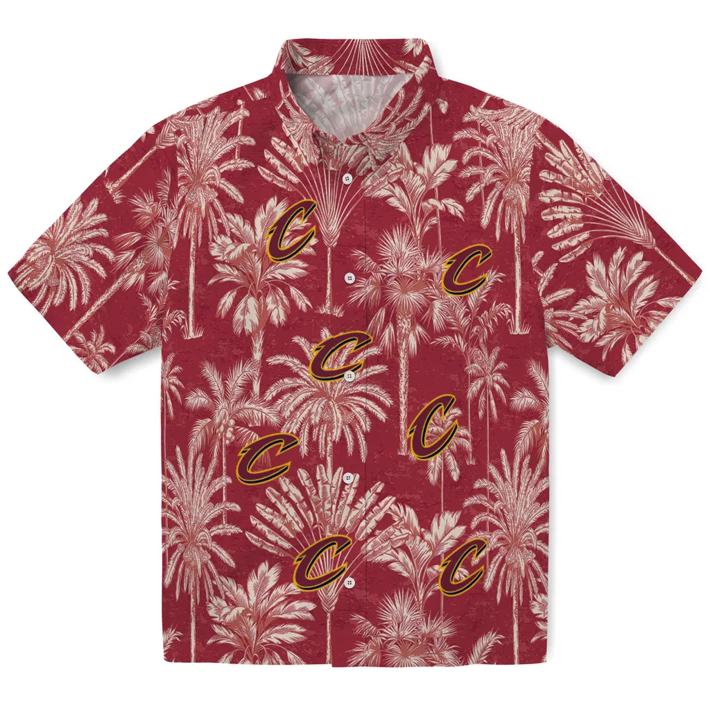 Cleveland Cavaliers Hawaiian Shirt - Vintage Palm Tree cleveland cavaliers palm shadows wine hawaiian shirts best selling