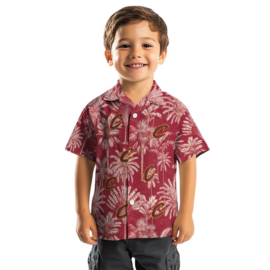Cleveland Cavaliers Hawaiian Shirt - Vintage Palm Tree cleveland cavaliers palm shadows wine hawaiian shirts top rated