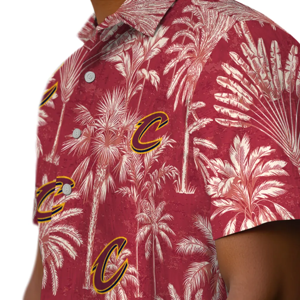 Cleveland Cavaliers Hawaiian Shirt - Vintage Palm Tree cleveland cavaliers palm shadows wine hawaiian shirts trendy
