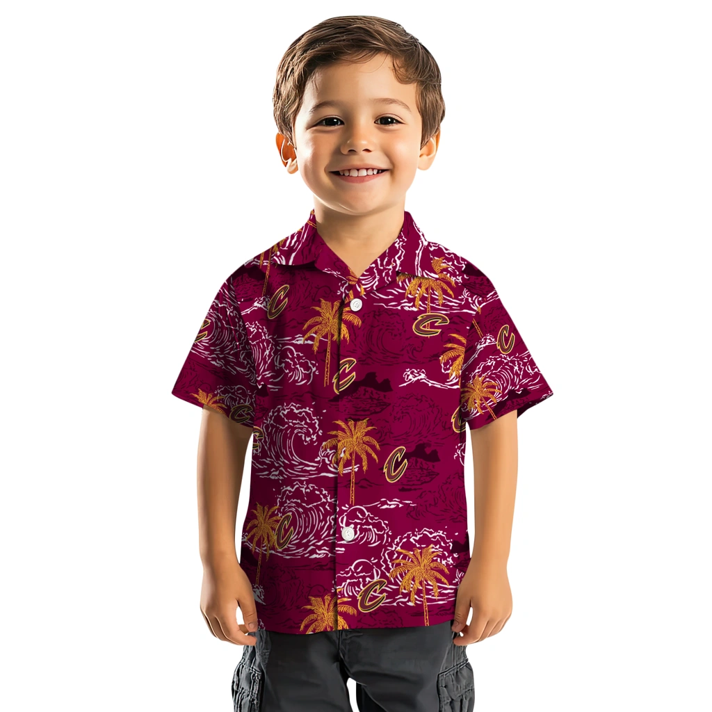 Cleveland Cavaliers Hawaiian Shirt - Wave Palm cleveland cavaliers wave palm wine hawaiian shirts top rated