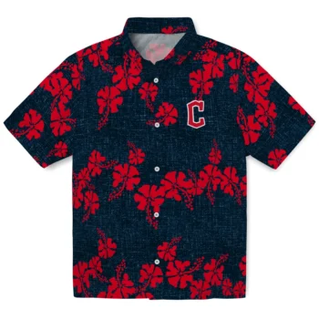 cleveland guardians hibiscus petals navy blue hawaiian shirts best selling