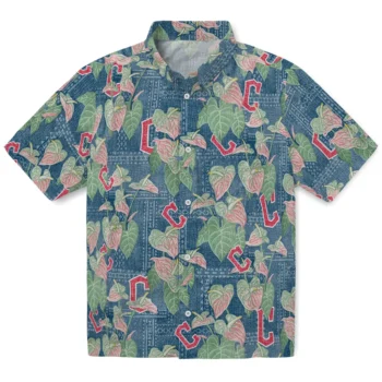 cleveland guardians anthurium overlay navy blue hawaiian shirts best selling