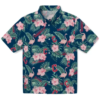 cleveland guardians flamingo palms navy blue hawaiian shirts best selling
