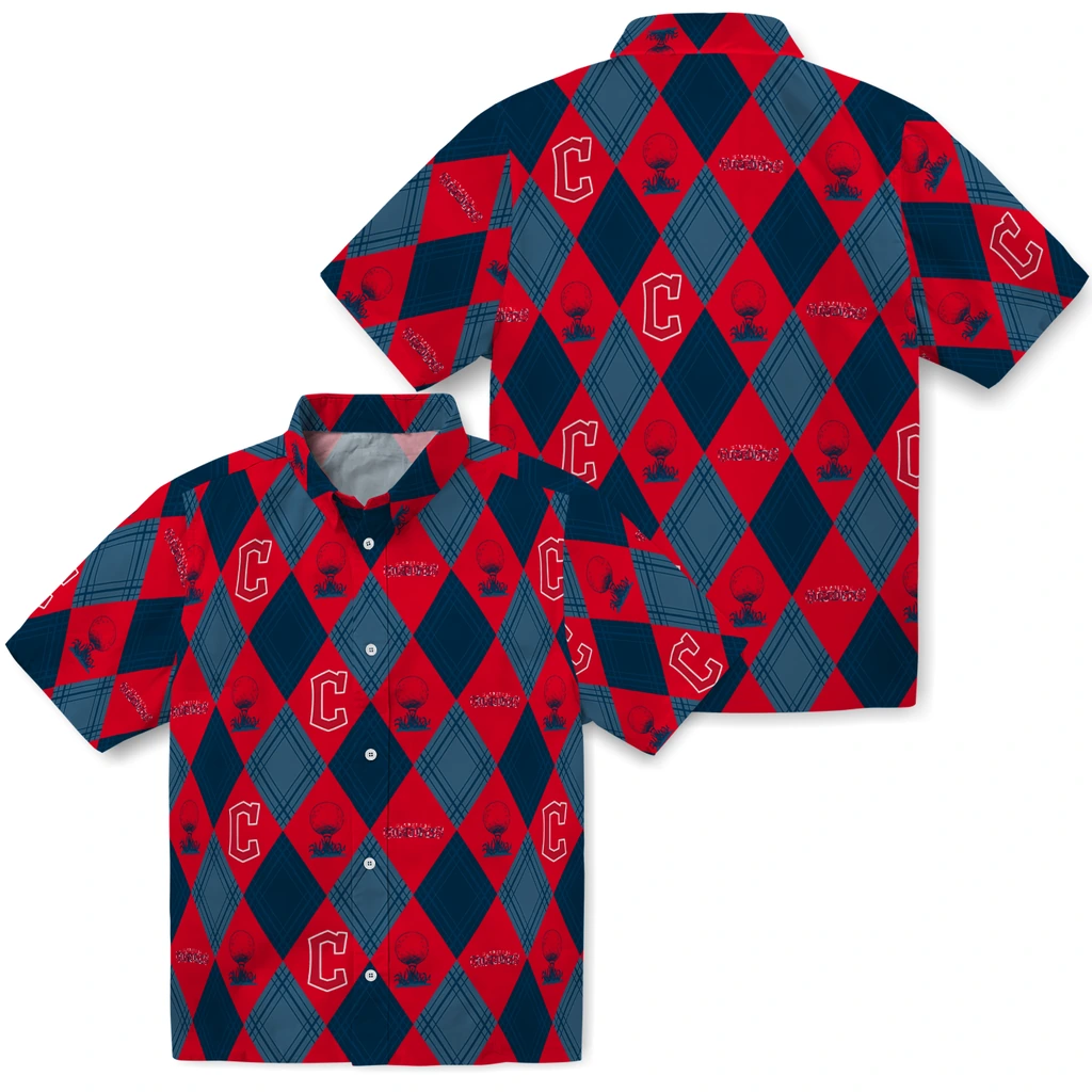Cleveland Guardians Hawaiian Shirt - Golfing Plaid cleveland guardians balloon plaid navy blue hawaiian shirts high quality