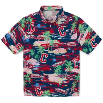 cleveland guardians flamingo retreat navy blue hawaiian shirts best selling