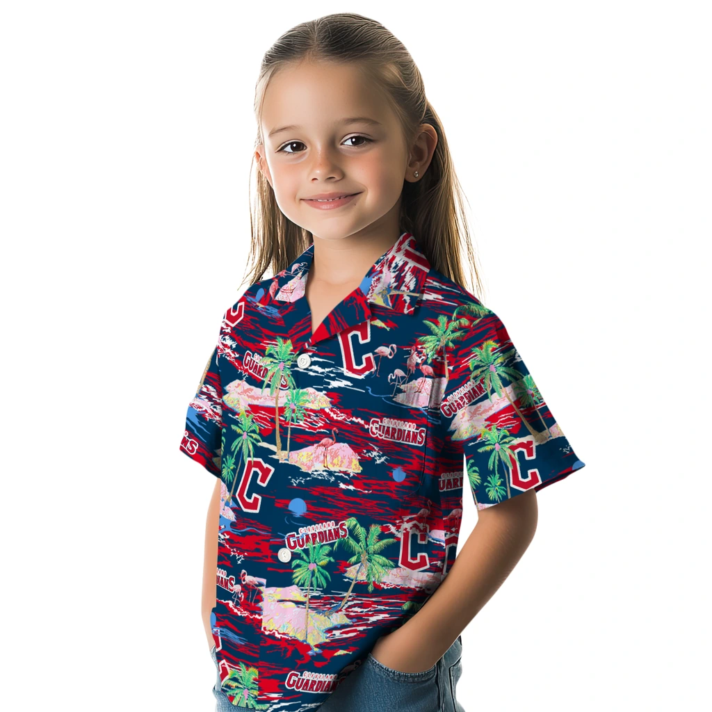 Cleveland Guardians Hawaiian Shirt - Hawaii Island cleveland guardians flamingo retreat navy blue hawaiian shirts premium grade