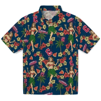 cleveland guardians hawaiian girls design navy blue hawaiian shirts best selling