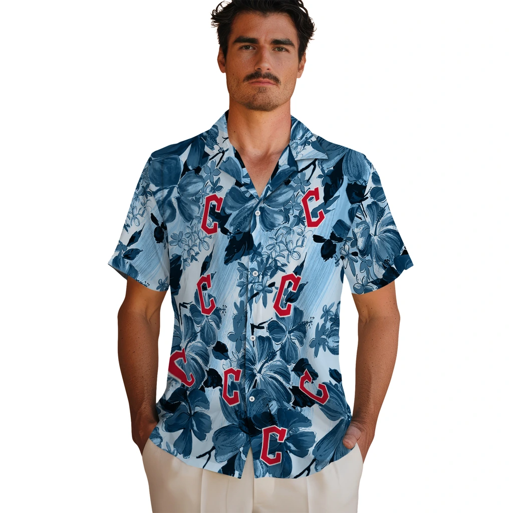 Cleveland Guardians Hawaiian Shirt - Hibiscus Arrangement cleveland guardians hibiscus arrangement navy blue hawaiian shirts fashion forward
