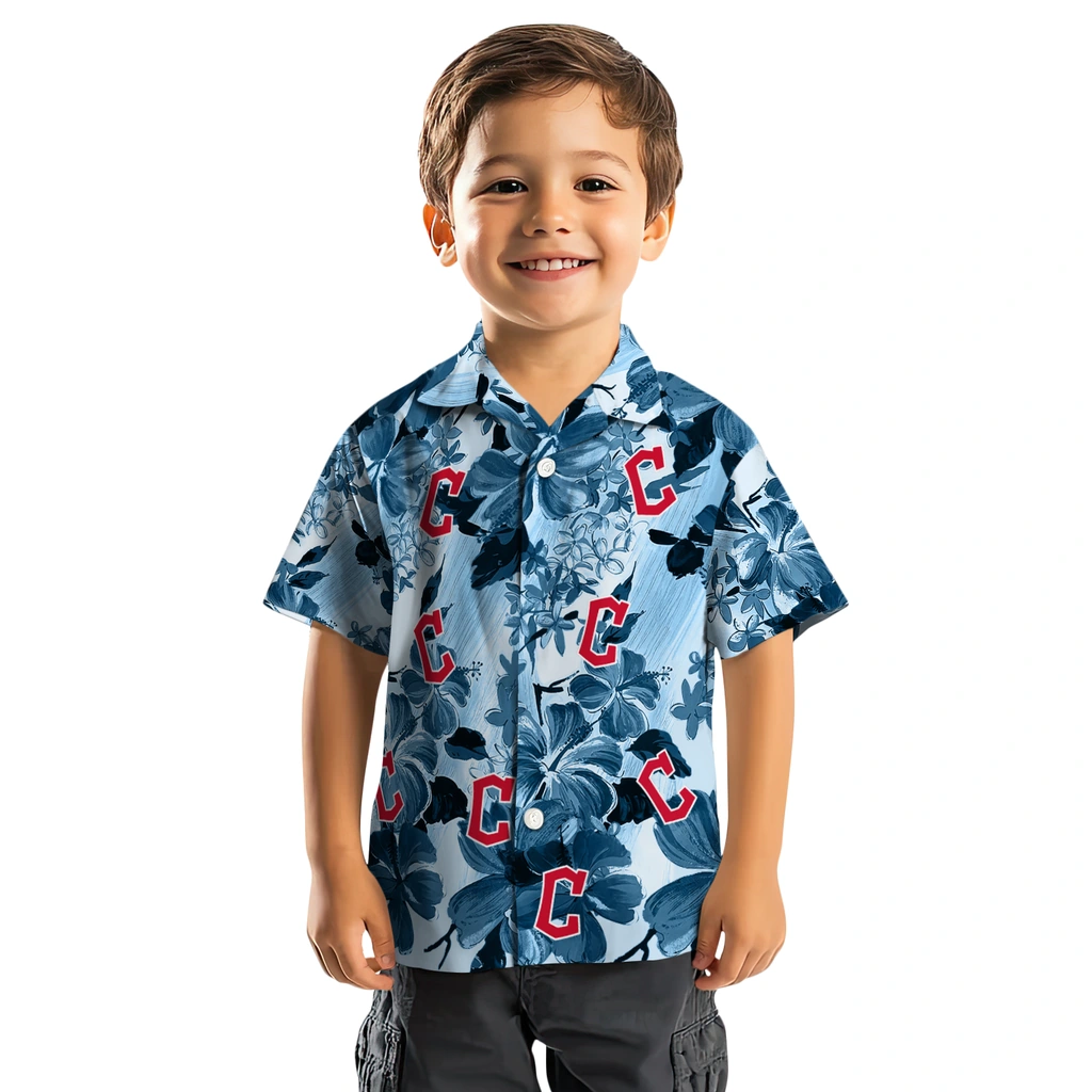 Cleveland Guardians Hawaiian Shirt - Hibiscus Arrangement cleveland guardians hibiscus arrangement navy blue hawaiian shirts top rated