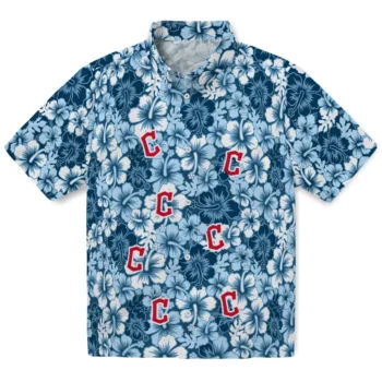 cleveland guardians hibiscus blooms navy blue hawaiian shirts best selling