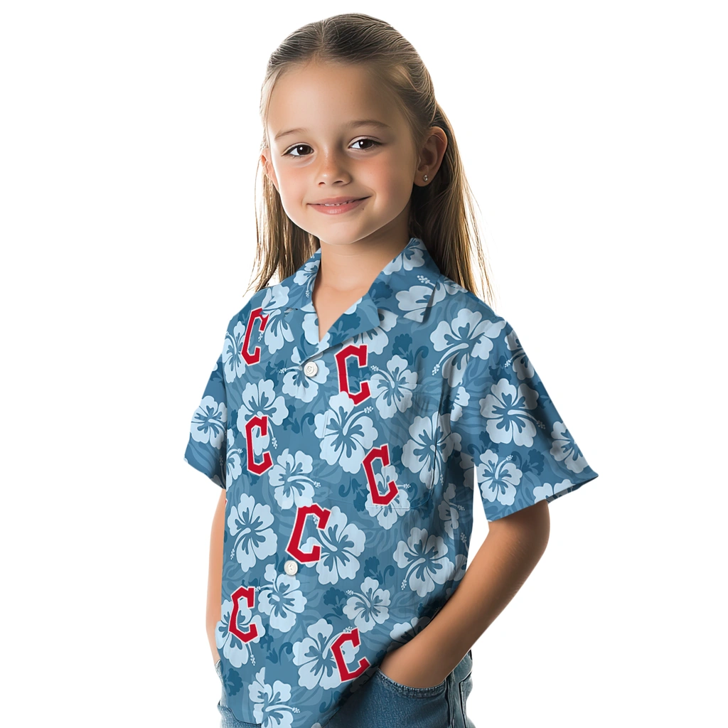 Cleveland Guardians Hawaiian Shirt - Hibiscus Cluster cleveland guardians hibiscus cluster navy blue hawaiian shirts premium grade
