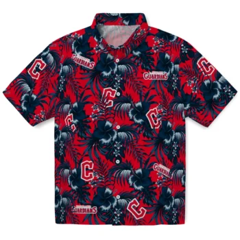 cleveland guardians hibiscus exotic navy blue hawaiian shirts best selling