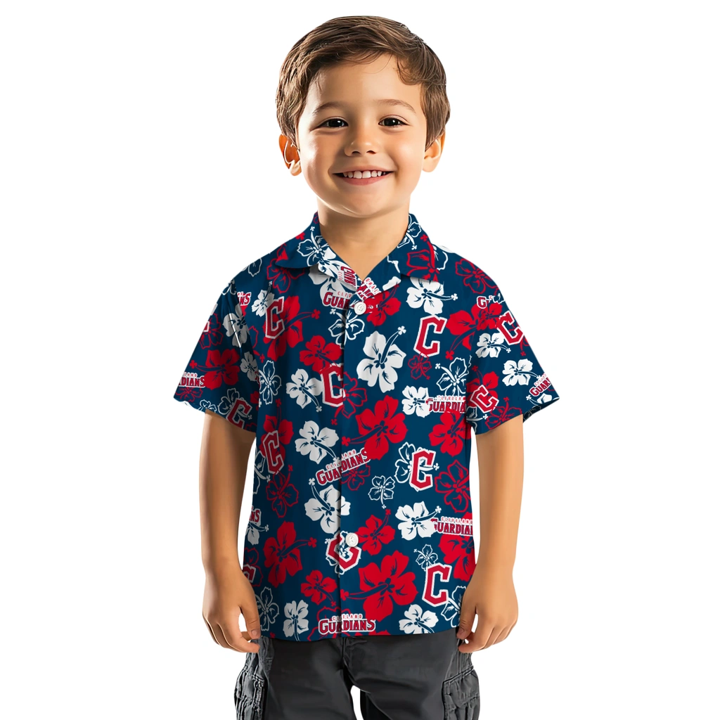 Cleveland Guardians Hawaiian Shirt - Hibiscus Flower Design cleveland guardians hibiscus bloom navy blue hawaiian shirts top rated