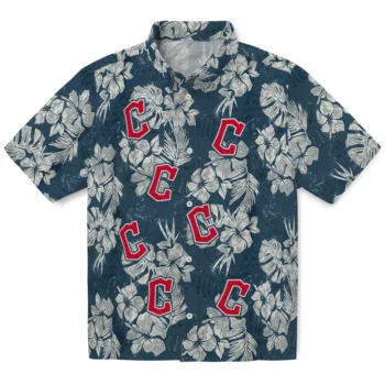 cleveland guardians hibiscus flowers navy blue hawaiian shirts best selling