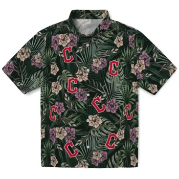 cleveland guardians hibiscus leaves pattern green hawaiian shirts best selling