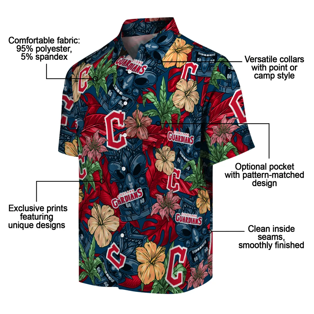 Cleveland Guardians Hawaiian Shirt - Hibiscus Tiki Jungle cleveland guardians tiki jungle navy blue hawaiian shirts new arrival