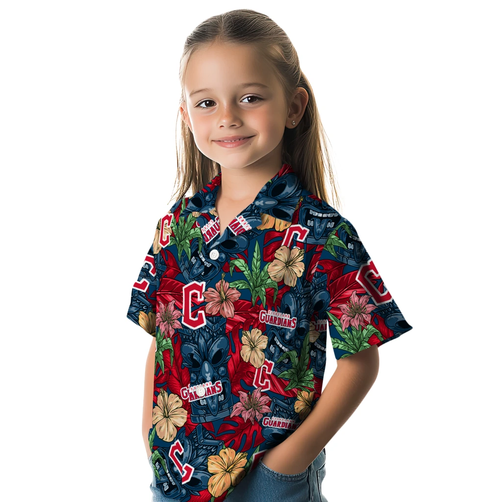 Cleveland Guardians Hawaiian Shirt - Hibiscus Tiki Jungle cleveland guardians tiki jungle navy blue hawaiian shirts premium grade