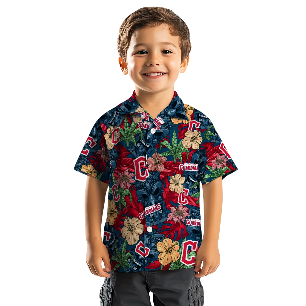 Cleveland Guardians Hawaiian Shirt - Hibiscus Tiki Jungle cleveland guardians tiki jungle navy blue hawaiian shirts top rated