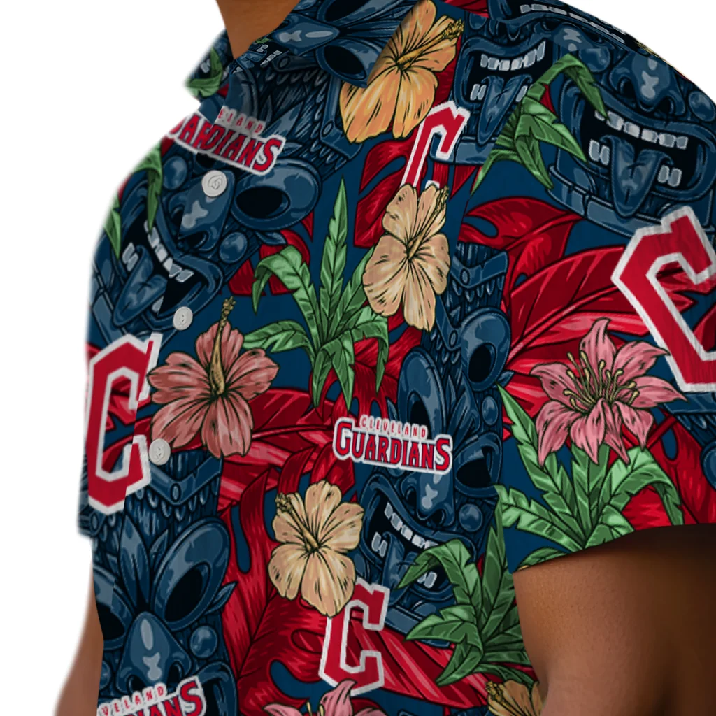Cleveland Guardians Hawaiian Shirt - Hibiscus Tiki Jungle cleveland guardians tiki jungle navy blue hawaiian shirts trendy