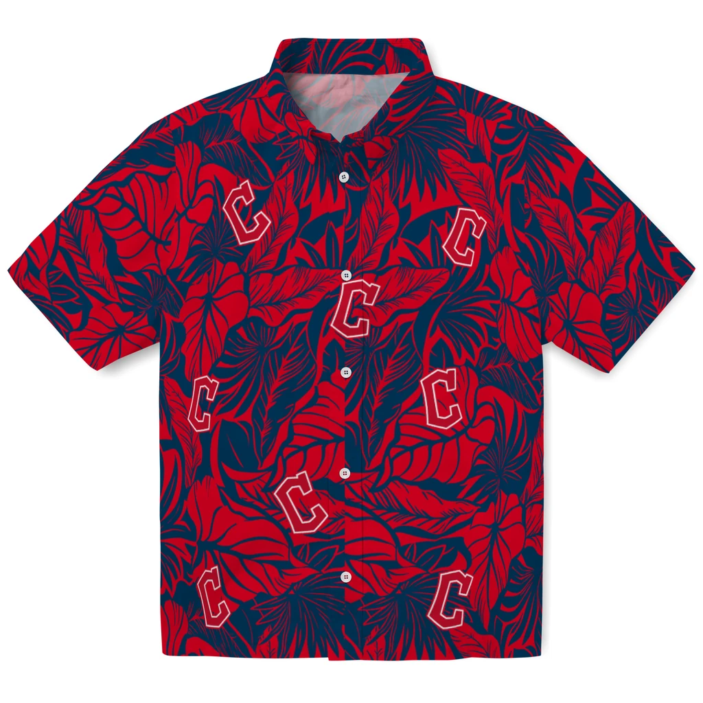 Cleveland Guardians Hawaiian Shirt - Monstera Layer cleveland guardians monstera layer navy blue hawaiian shirts best selling