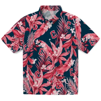 cleveland guardians palm leaves navy blue hawaiian shirts best selling
