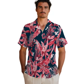 cleveland guardians palm leaves navy blue hawaiian shirts fashion forward