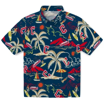 cleveland guardians palm tree island navy blue hawaiian shirts best selling