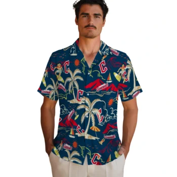cleveland guardians palm tree island navy blue hawaiian shirts fashion forward