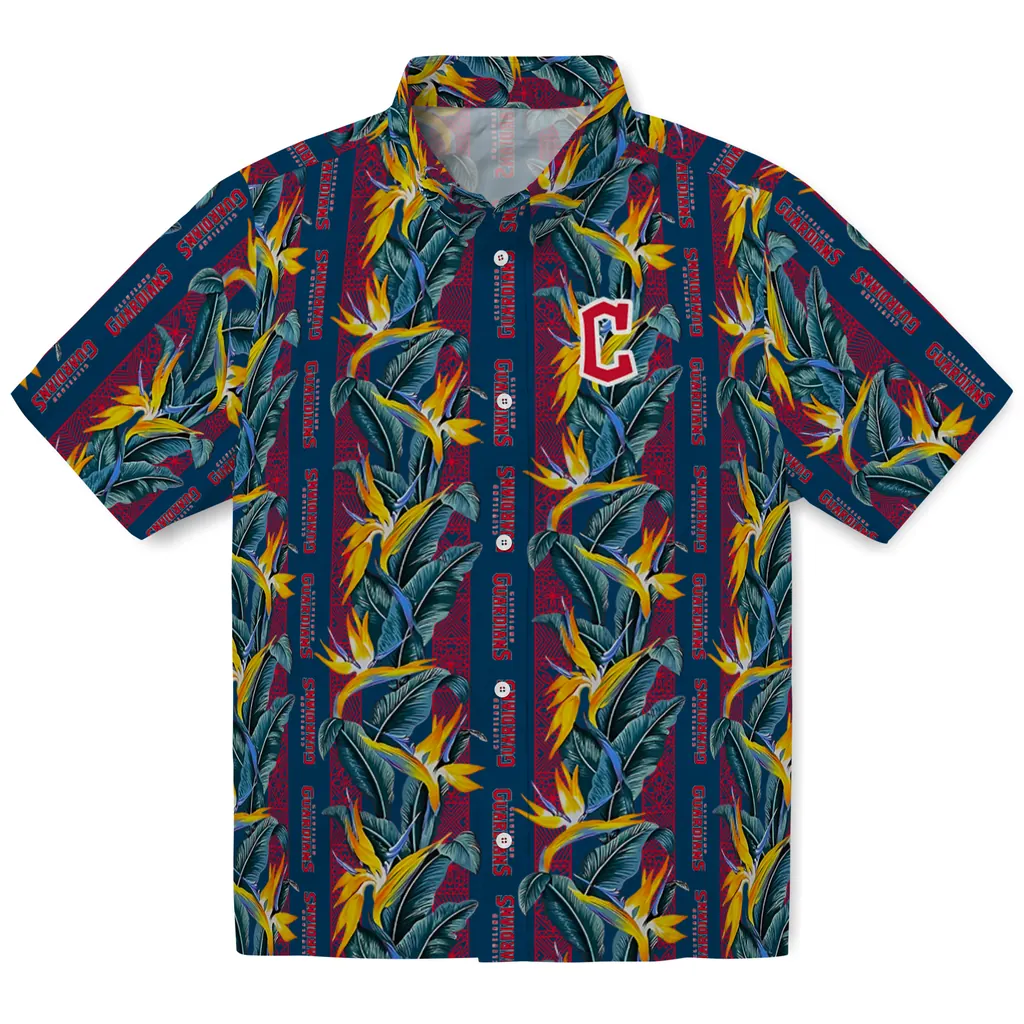 Cleveland Guardians Hawaiian Shirt - Paradise Vines cleveland guardians paradise vines navy blue hawaiian shirts best selling