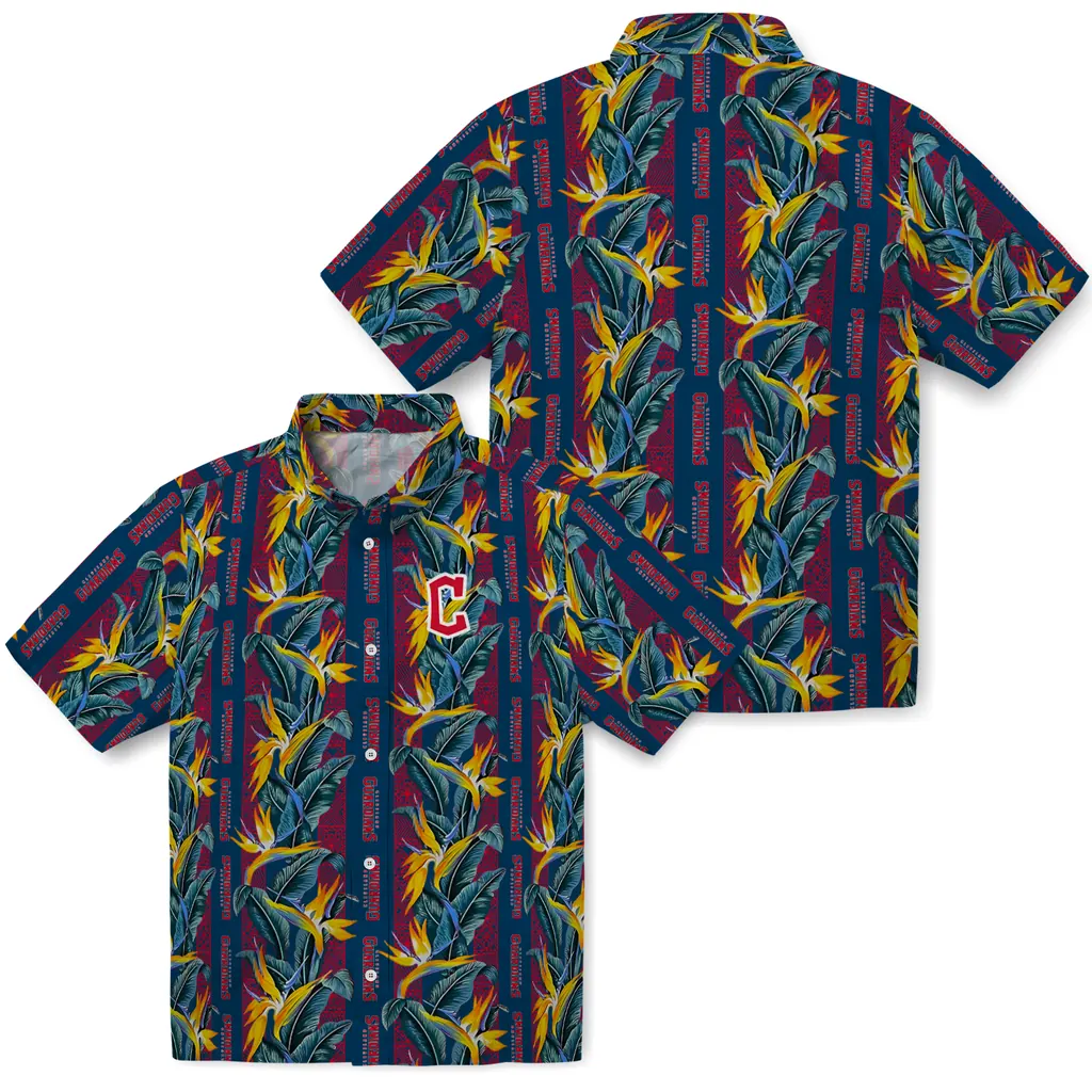 Cleveland Guardians Hawaiian Shirt - Paradise Vines cleveland guardians paradise vines navy blue hawaiian shirts high quality