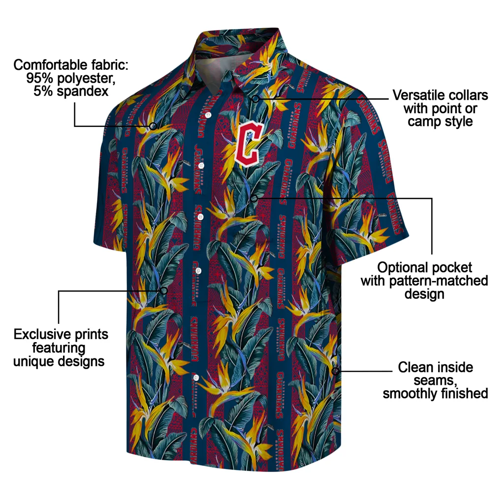 Cleveland Guardians Hawaiian Shirt - Paradise Vines cleveland guardians paradise vines navy blue hawaiian shirts new arrival