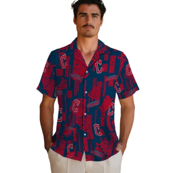 cleveland guardians turtle lines navy blue hawaiian shirts fashion forward
