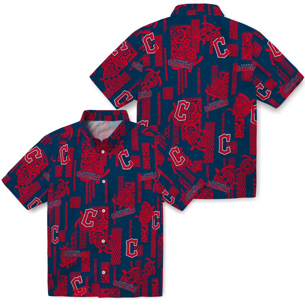 Cleveland Guardians Hawaiian Shirt - Turtle Lines cleveland guardians turtle lines navy blue hawaiian shirts high quality